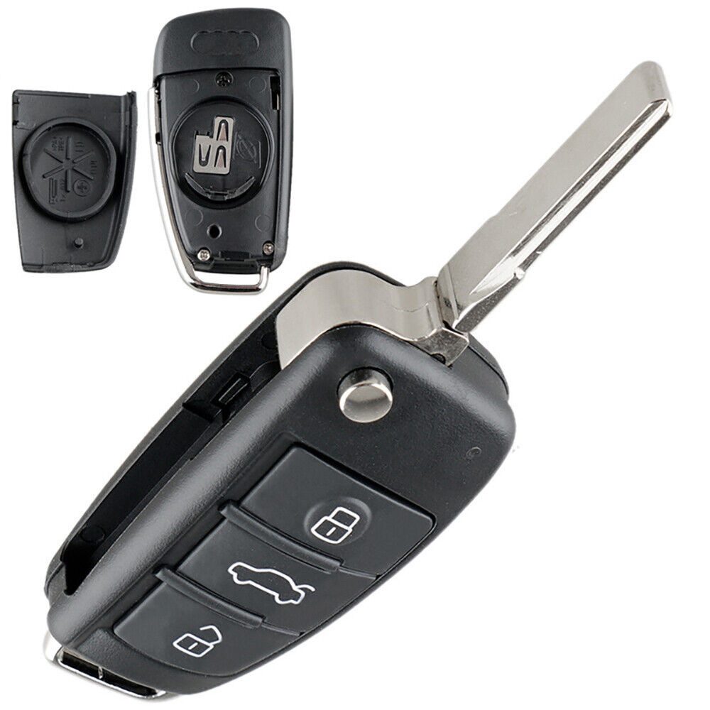 Hikity Schlüssel Gehäuse für Audi A1 A3 A4 A6 Klappschlüssel Ersatz TT 8X 8P Batterie, Klappschlüssel Ersatz TT 8X 8P 8V C6 4L