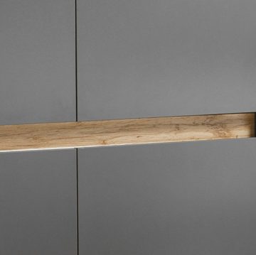 Furn.Design Highboard Center (Büroschrank in grau matt mit Wotan Eiche, 4-türig, 100 x 122 cm), mit 8 Fächern