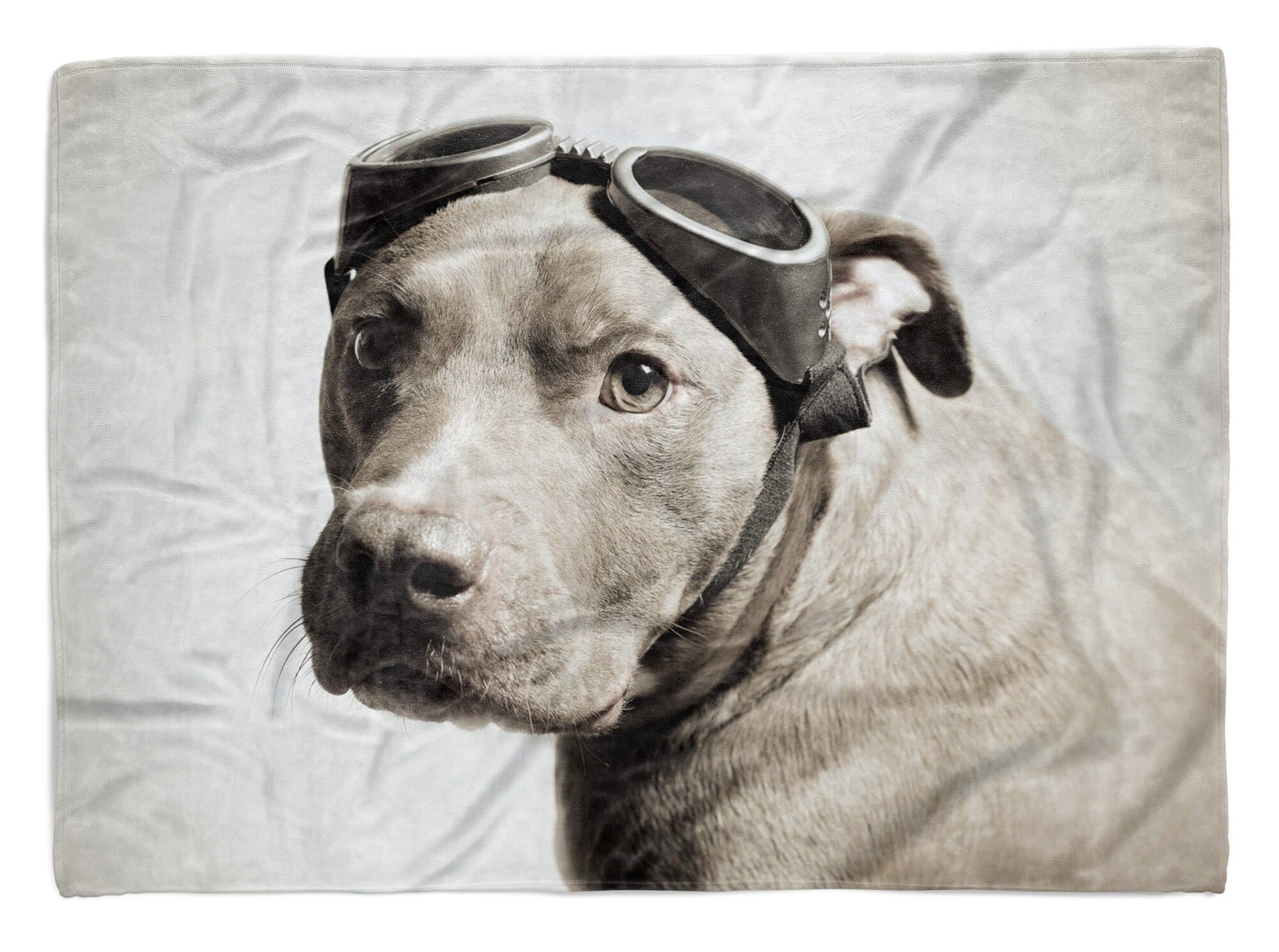 Sinus Art Handtücher »Handtuch Strandhandtuch Saunatuch Kuscheldecke mit  Tiermotiv Hund mit Fliegerbr« (1-St), Handtuch online kaufen | OTTO