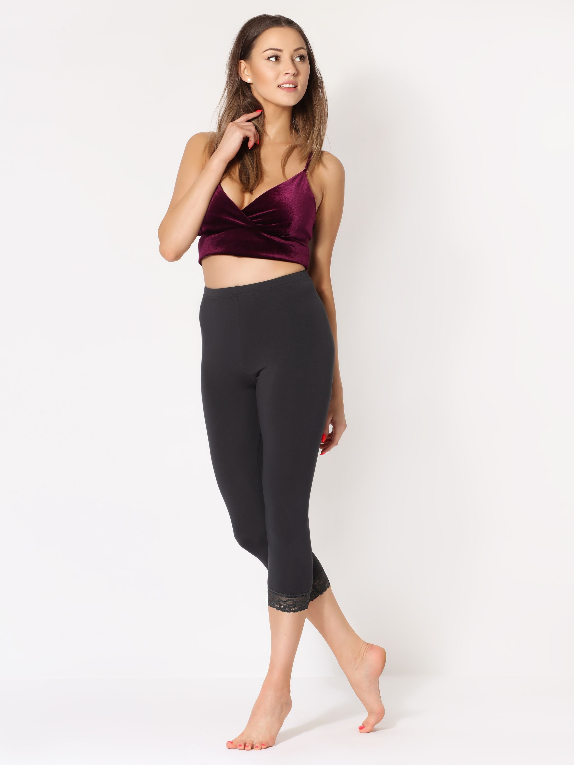 Merry Style Leggings Damen 3/4 Capri Hose MS10-290 (1-tlg) elastischer Bund