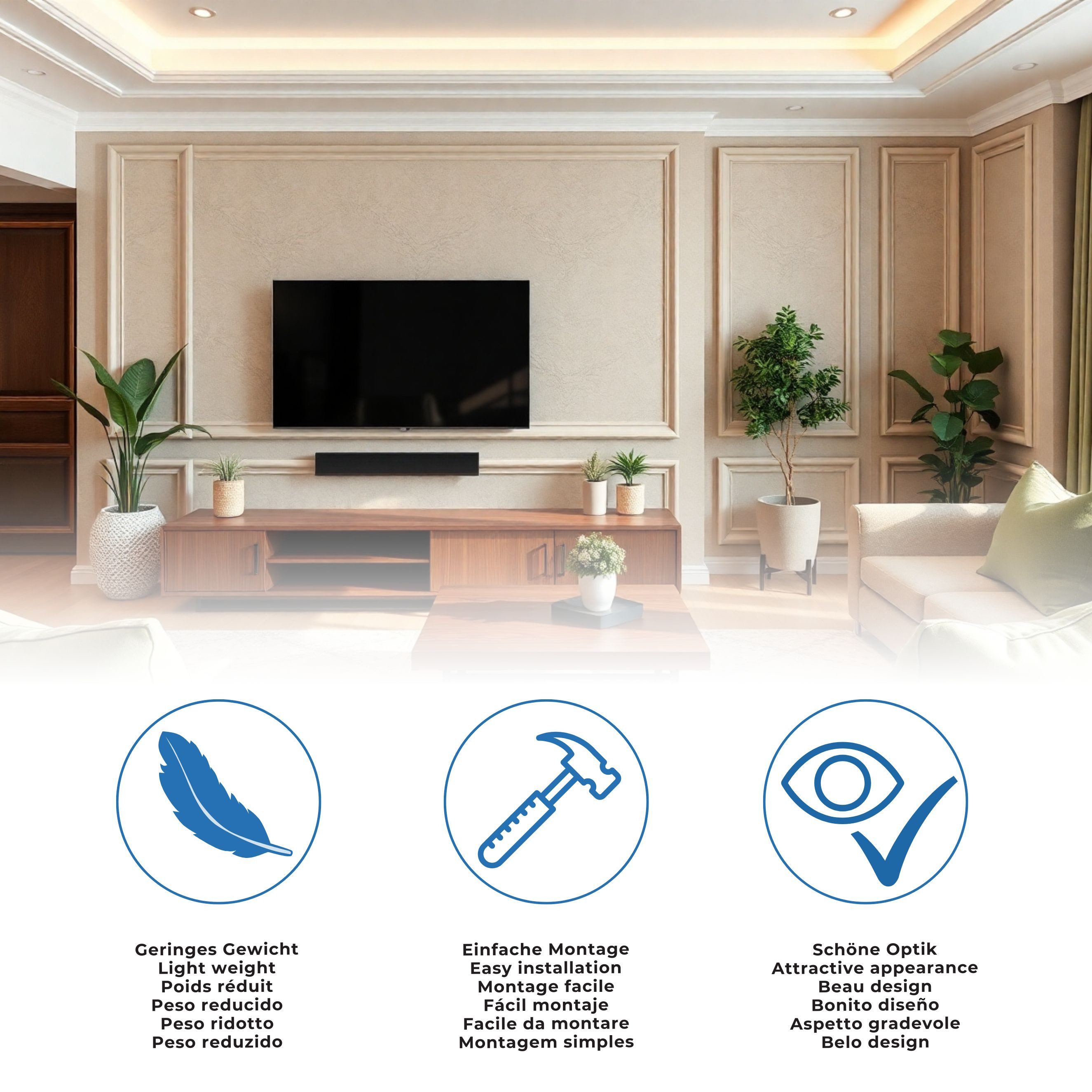 PROVISTON Stuckleiste Polystyrol, 34 x 56 x 2000 mm, Weiß, Deckenleiste, Kleben, Polystyrol, 1-St.