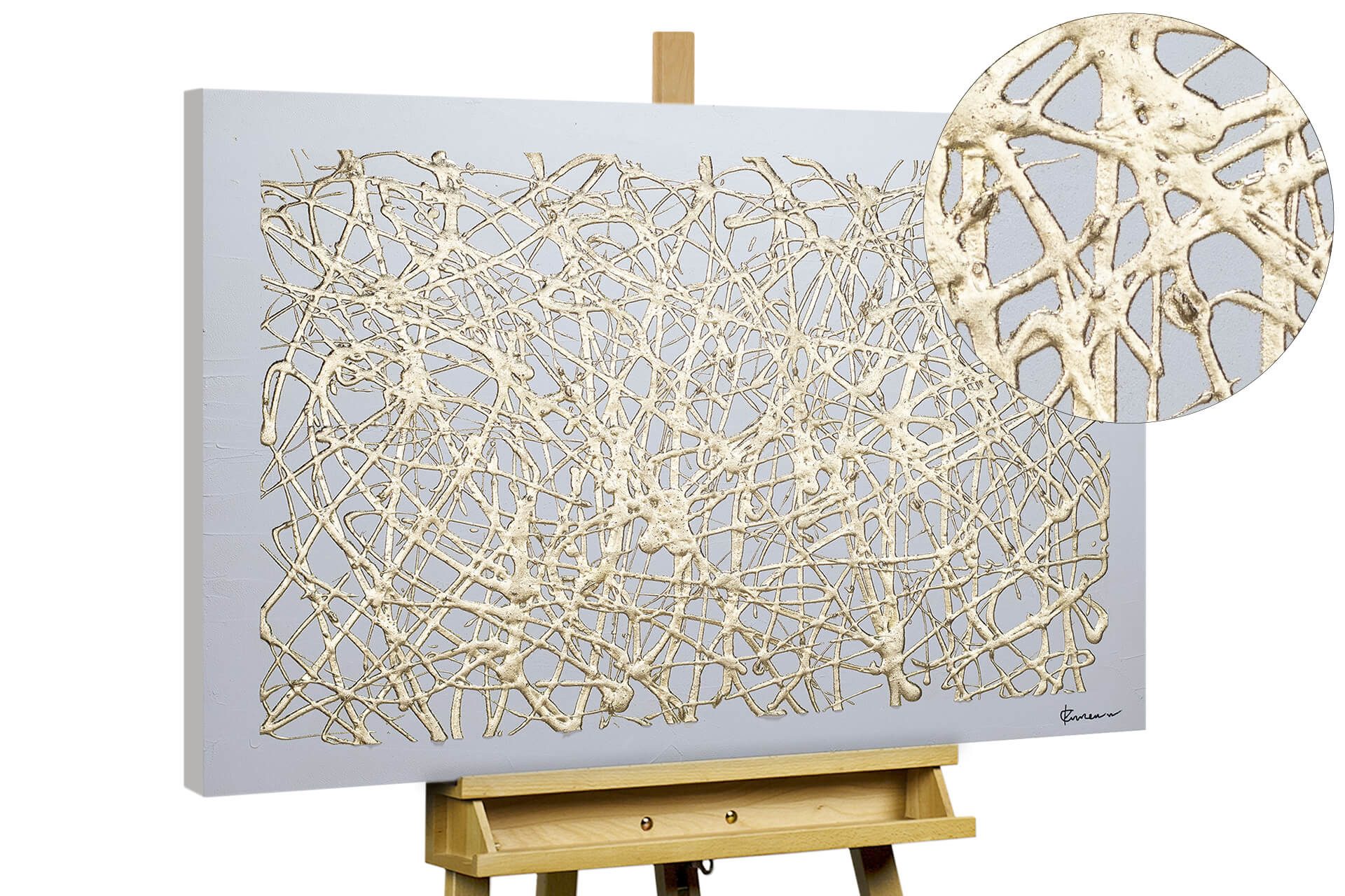 KUNSTLOFT Gemälde Lines of Fate 100x75 cm, Leinwandbild 100% HANDGEMALT Wandbild Wohnzimmer