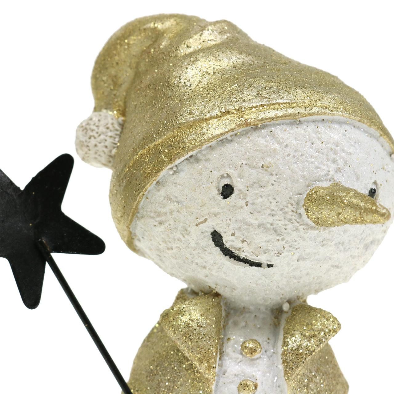 Florists Products Weihnachtsmann Winterzauber Deko Schneemann-Set weiß/gold, 7,5cm, 4 Stück