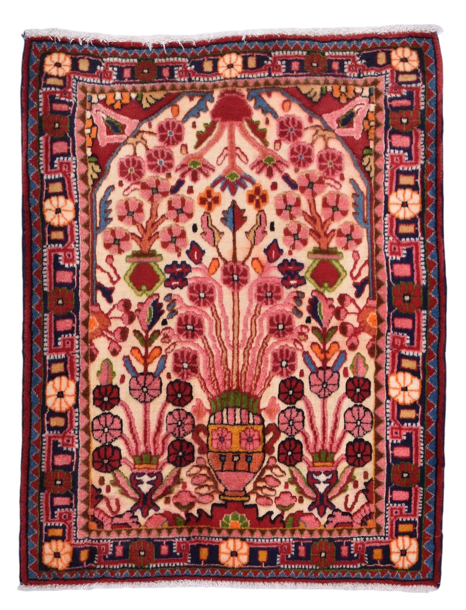 CABBEL Orientteppich Perserteppich Sarough 90x70 cm handgeknüpft Creme Rosa Brücke Wolle, rechteckig, Höhe: 10 mm, Handgeknüpft, Wolle auf Baumwollkette, ca. 300.000 Knoten/m²