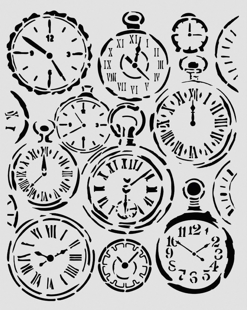 Stamperia Motivschablone Gardens of Time - Clocks, 25x20cm