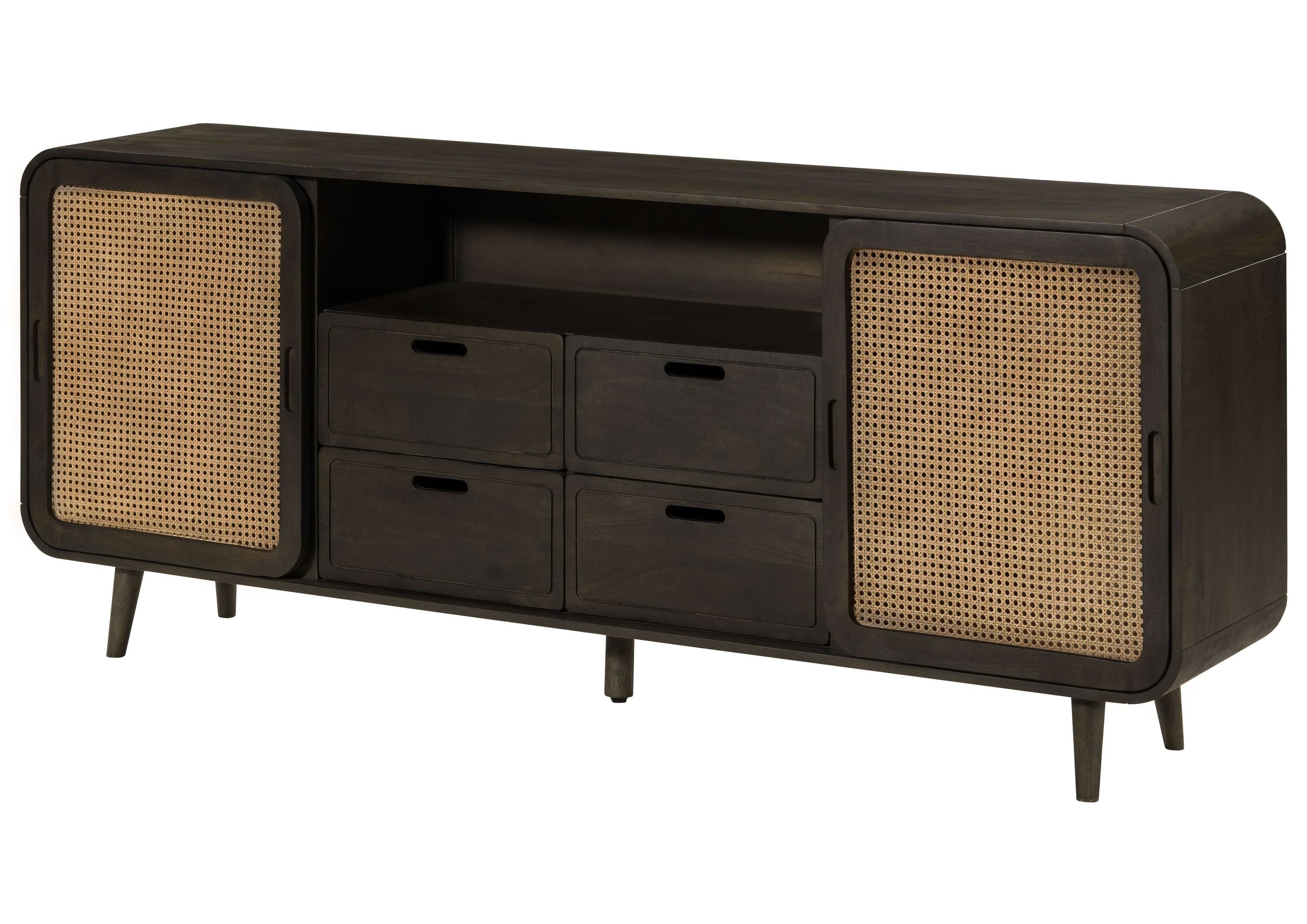 Massivmoebel24 Sideboard VALENCIA (Massivholz), Mango 200x40x80 dunkelgrau lackiert VALENCIA #220
