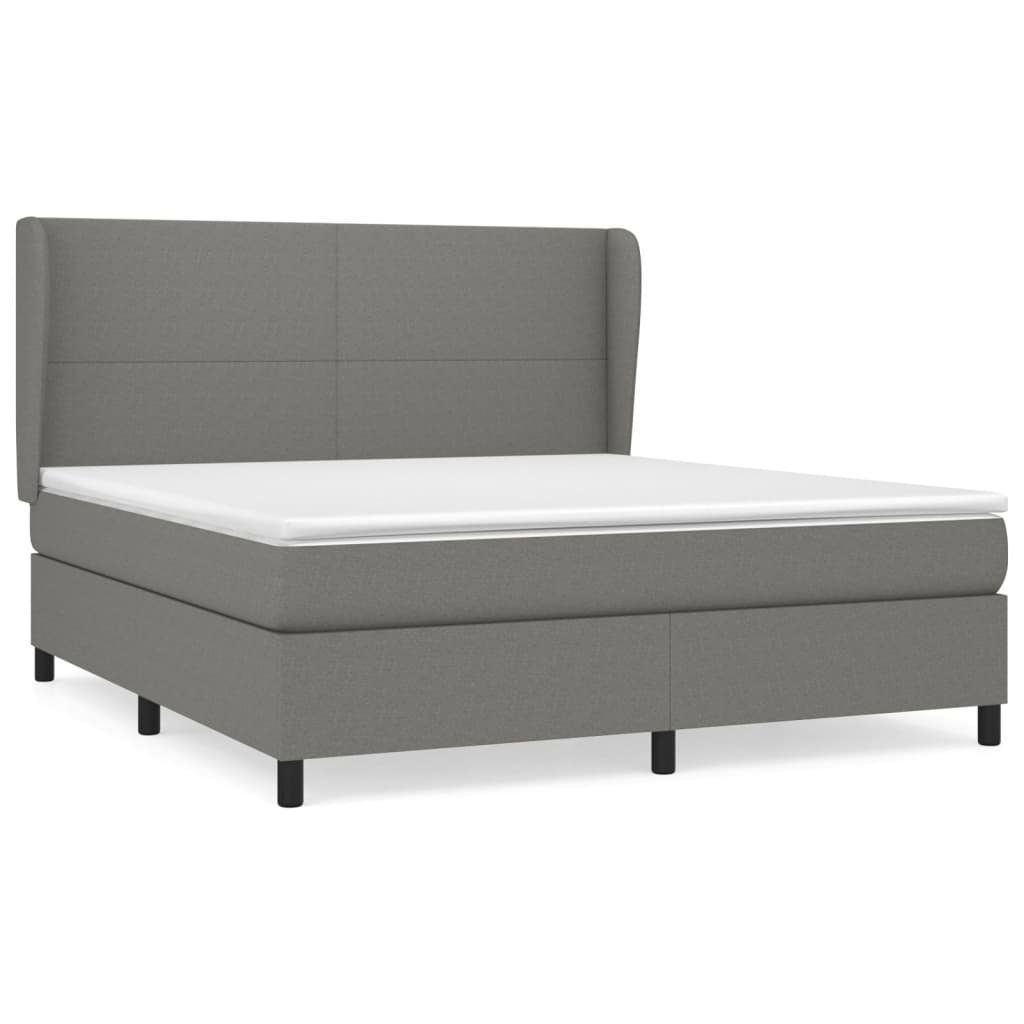 Bett Boxspringbett mit Matratze Dunkelgrau 160x200 cm Stoff