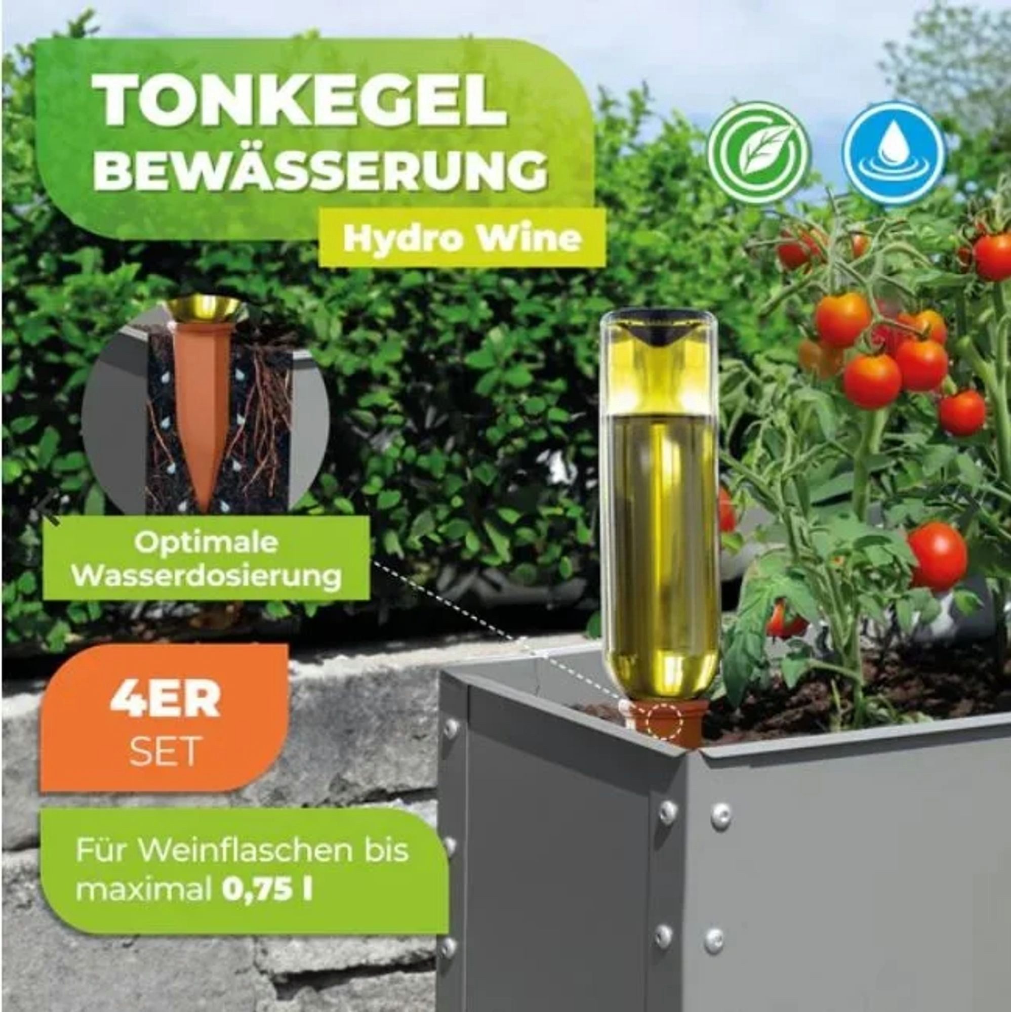 Westfalia Werkzeug Bewässerungssystem Hydro Wine Bewässerungskegel 4er