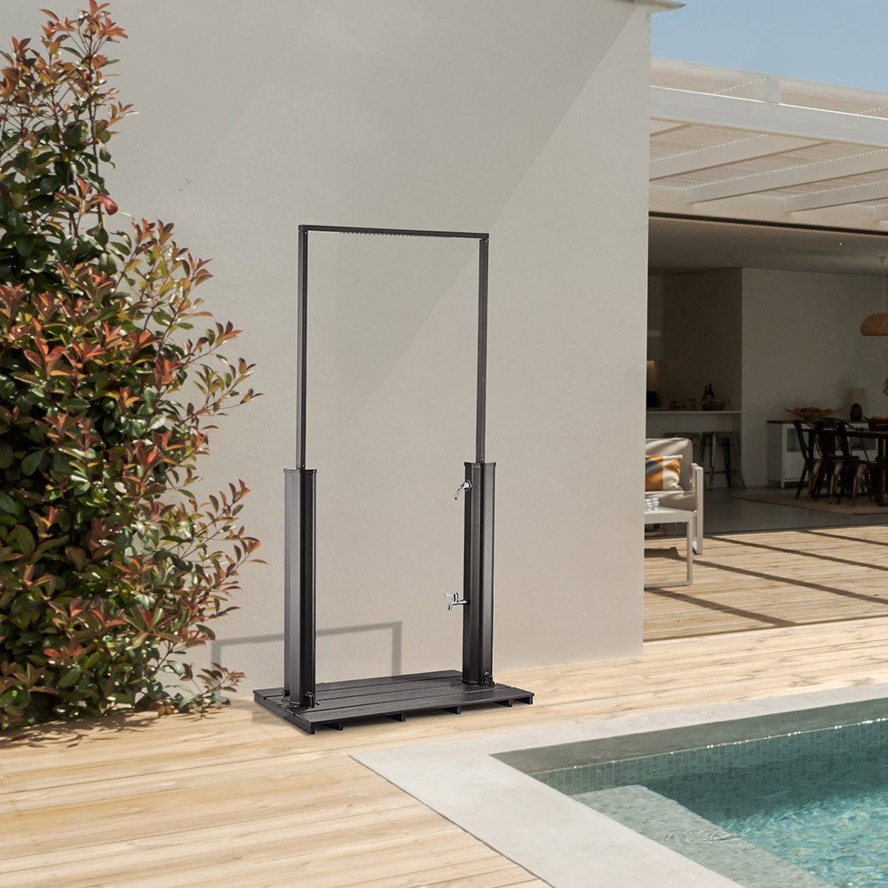 HOME DELUXE Solardusche mit Bodenplatte PAROS - 110 x 76 x 219 cm, inkl. 40l Wassertank, Fußdusche, Gartendusche, Pooldusche
