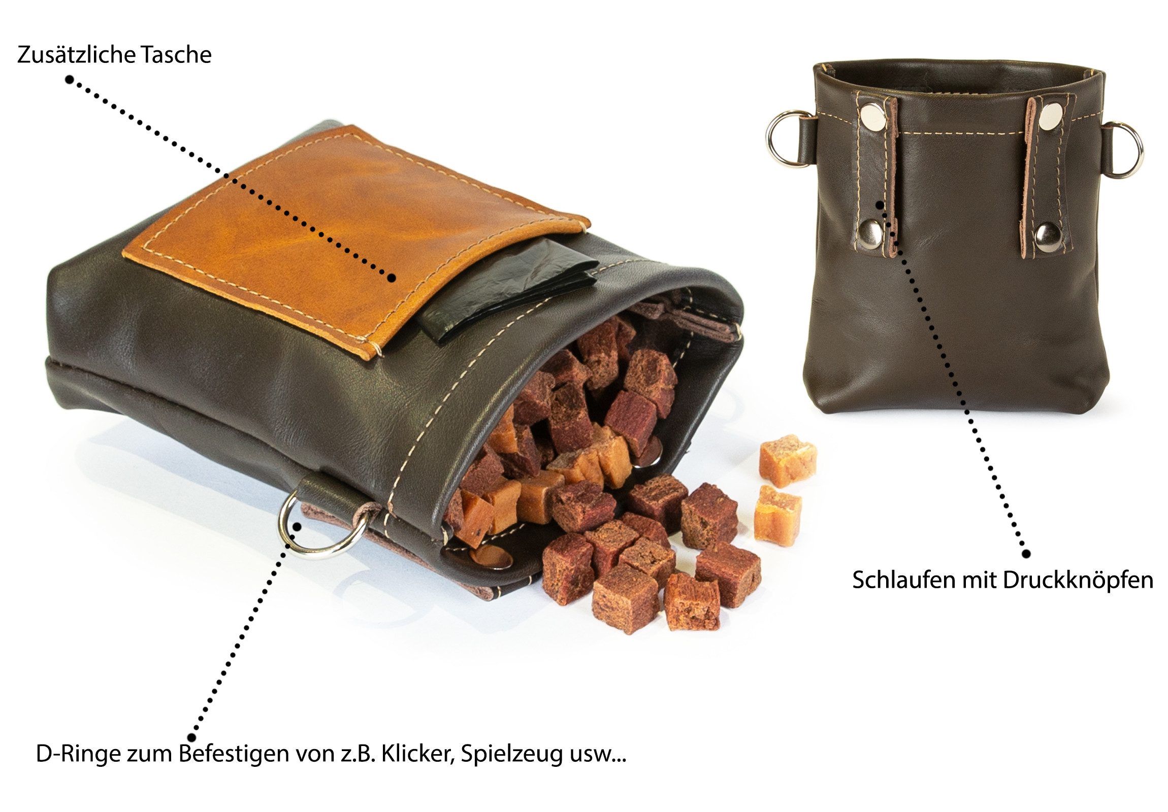 CopcoPet Leckerlibeutel Leckerlibeutel Leckerlitasche Futtertasche Futterbeutel Braun/Schwarz