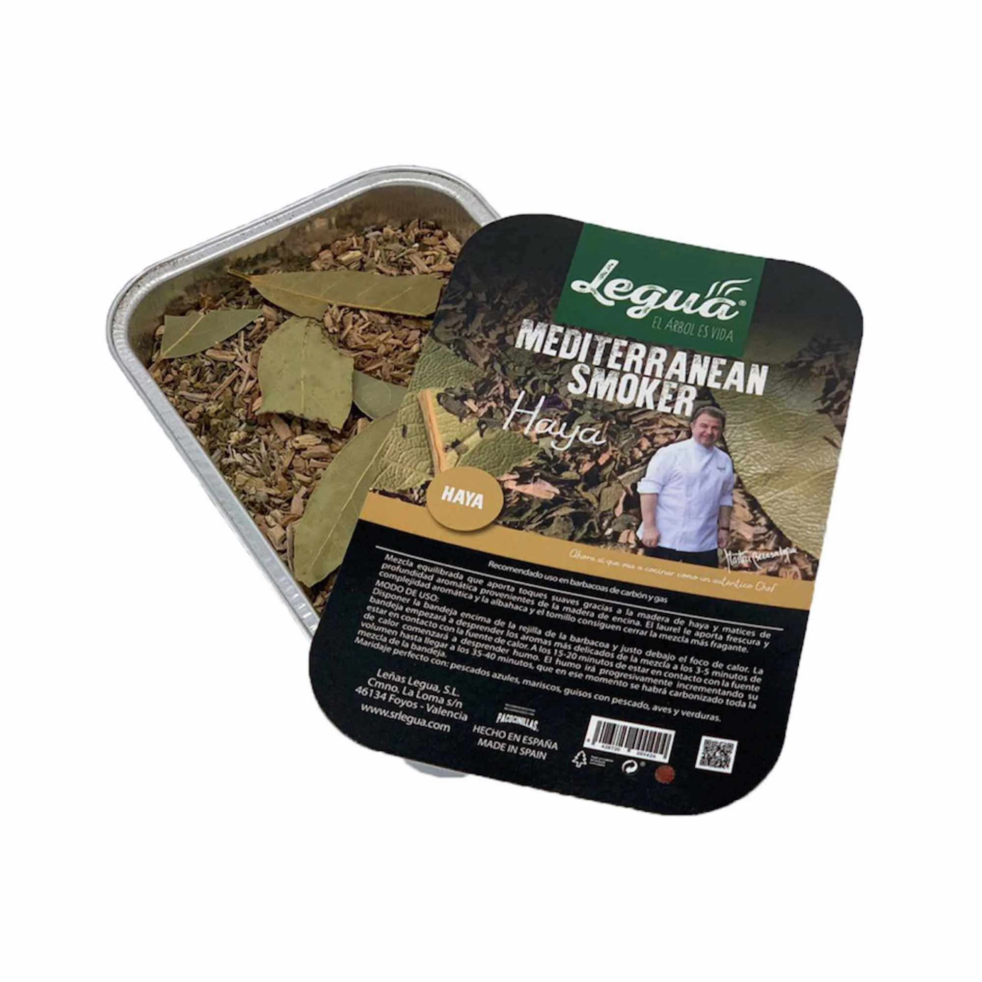 Smoker Räucherset mit mediterranen Buchenholzspänen in einer Aluminiumschale