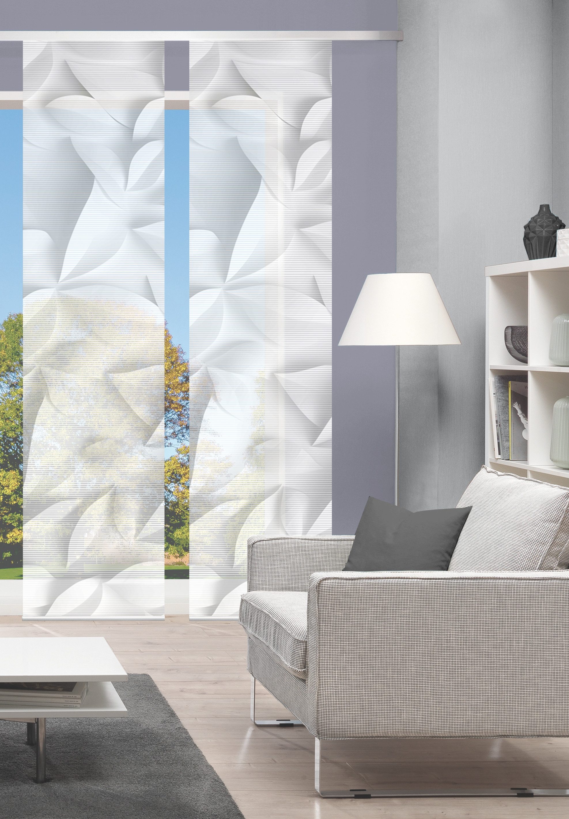 Vision Schiebegardine FLYNN (2 St), Paneelwagen, halbtransparent, SET,SCHIEBEVORHANG,BAMBUS,DIGITALDRUCK