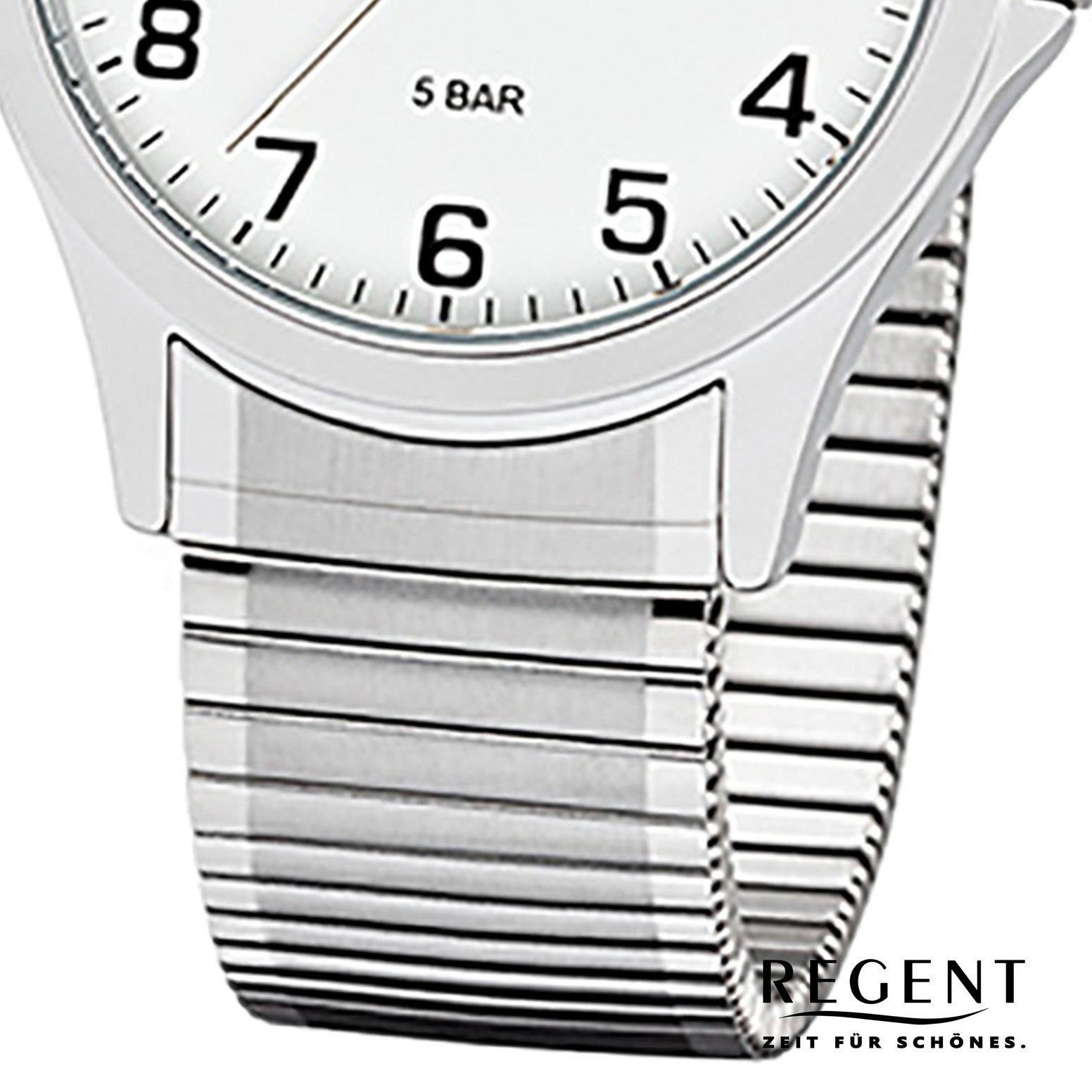 Regent Quarzuhr Regent Uhr 1242413 mittel Metall Herren Herren rund, 39mm), Armbanduhr Metallarmband (ca. Quarz