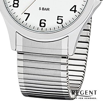 Regent Quarzuhr Regent Herren Uhr 1242413 Metall Quarz, (Analoguhr), Herren Armbanduhr rund, mittel (ca. 39mm), Metallarmband