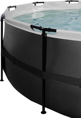 EXIT Framepool Black Leather Pool, 5-tlg., ØxH: 488x122 cm, mit Sandfilteranlage, Wärmepumpe