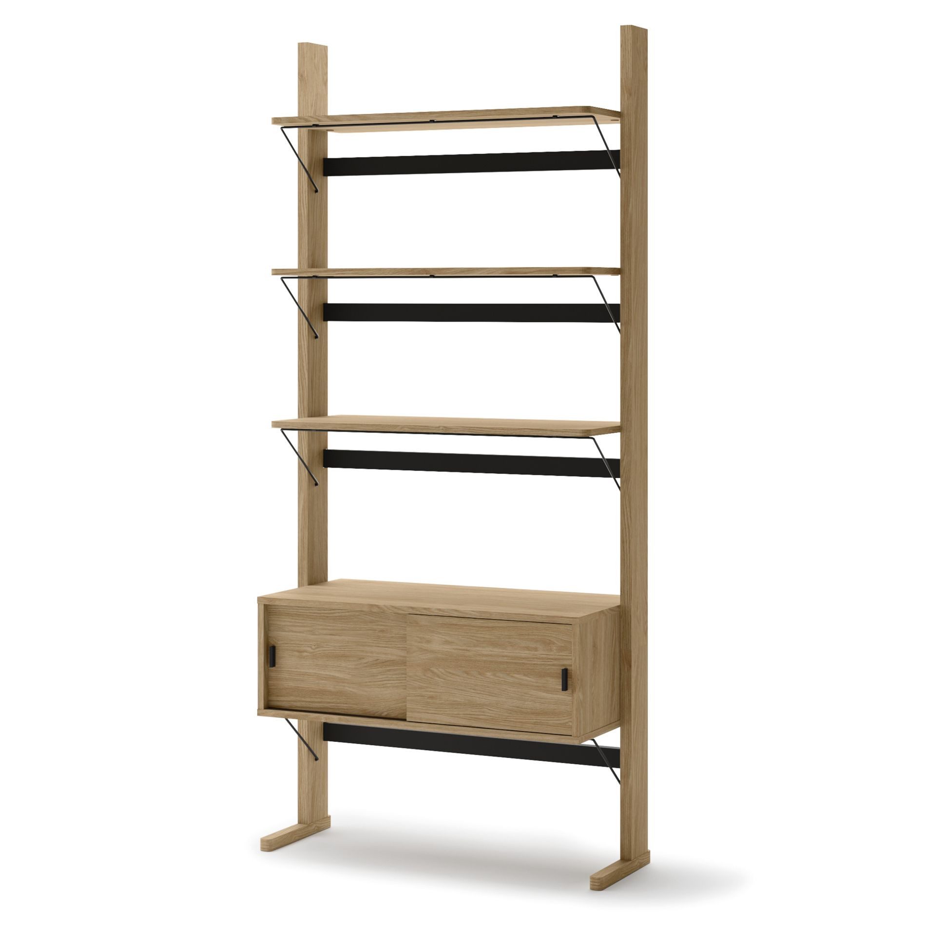 Selsey Standregal OLLIE, stehend, mit Stauraum, Eichenholzoptik