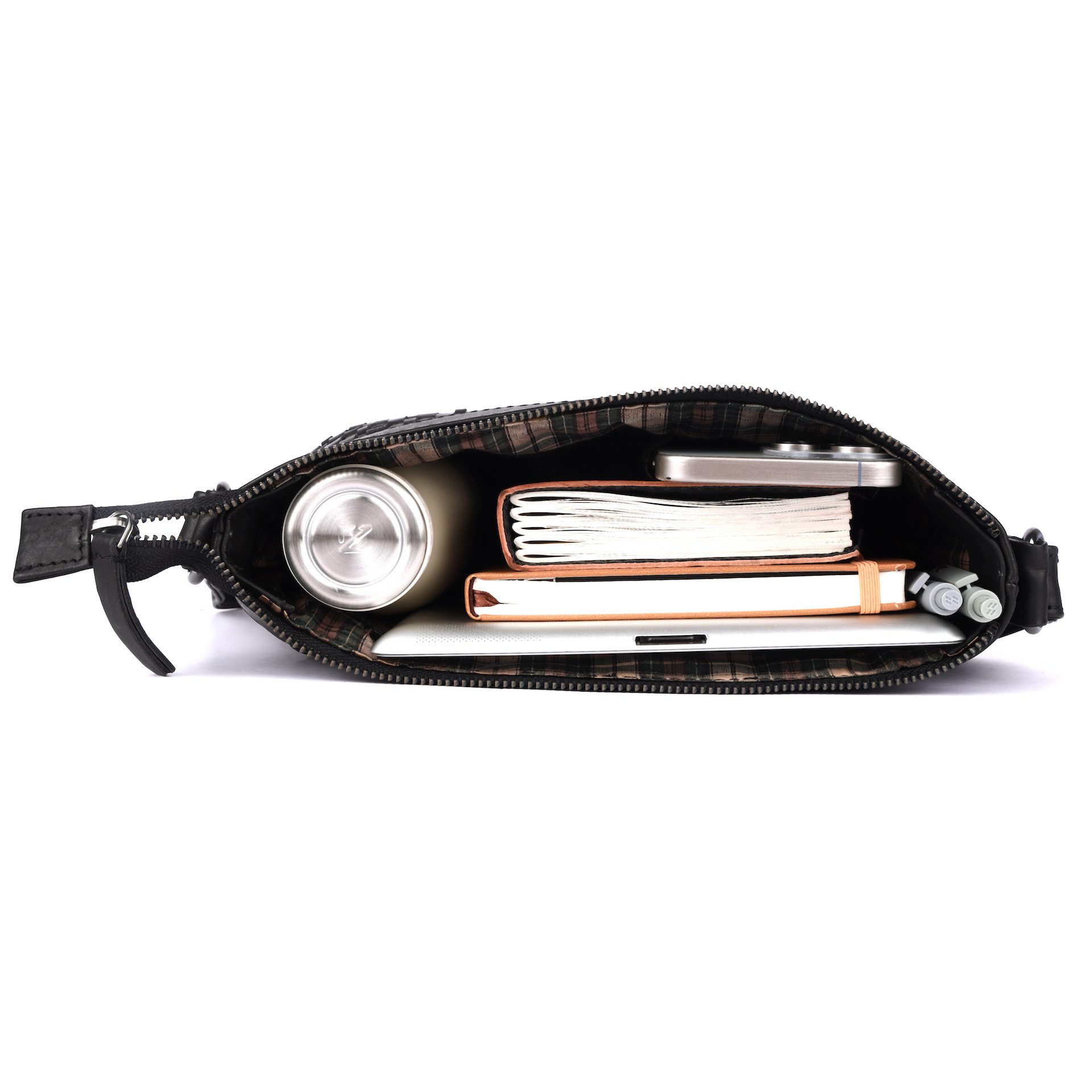 Benthill Umhängetasche Damen Echt Leder Umhängetasche Vintage Handtasche geflochtenem Muster, Schultergurt / Umhängegurt Reißverschlussfach