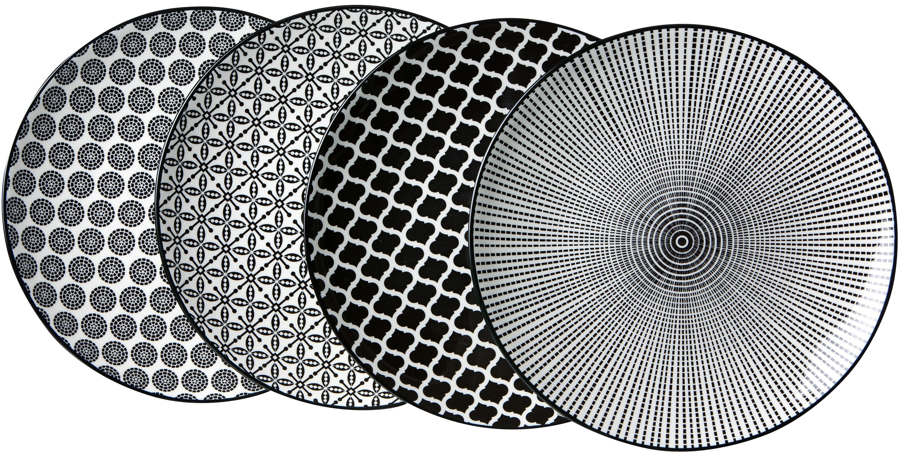 Ritzenhoff & Breker Speiseteller Takeo, (4 St), Teller Set, Porzellan, skandinavisch-schlichter Touch, Ø 21,5 cm