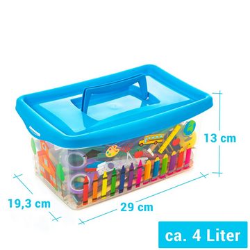 Centi Allzweckkiste Aufbewahrungsbox mit Deckel für Kinder, Kisten Aufbewahrung (Stk., 6 St., 29L x 12B x 19H cm 4L), Aufbewahrungsbox mit Deckel Kinder