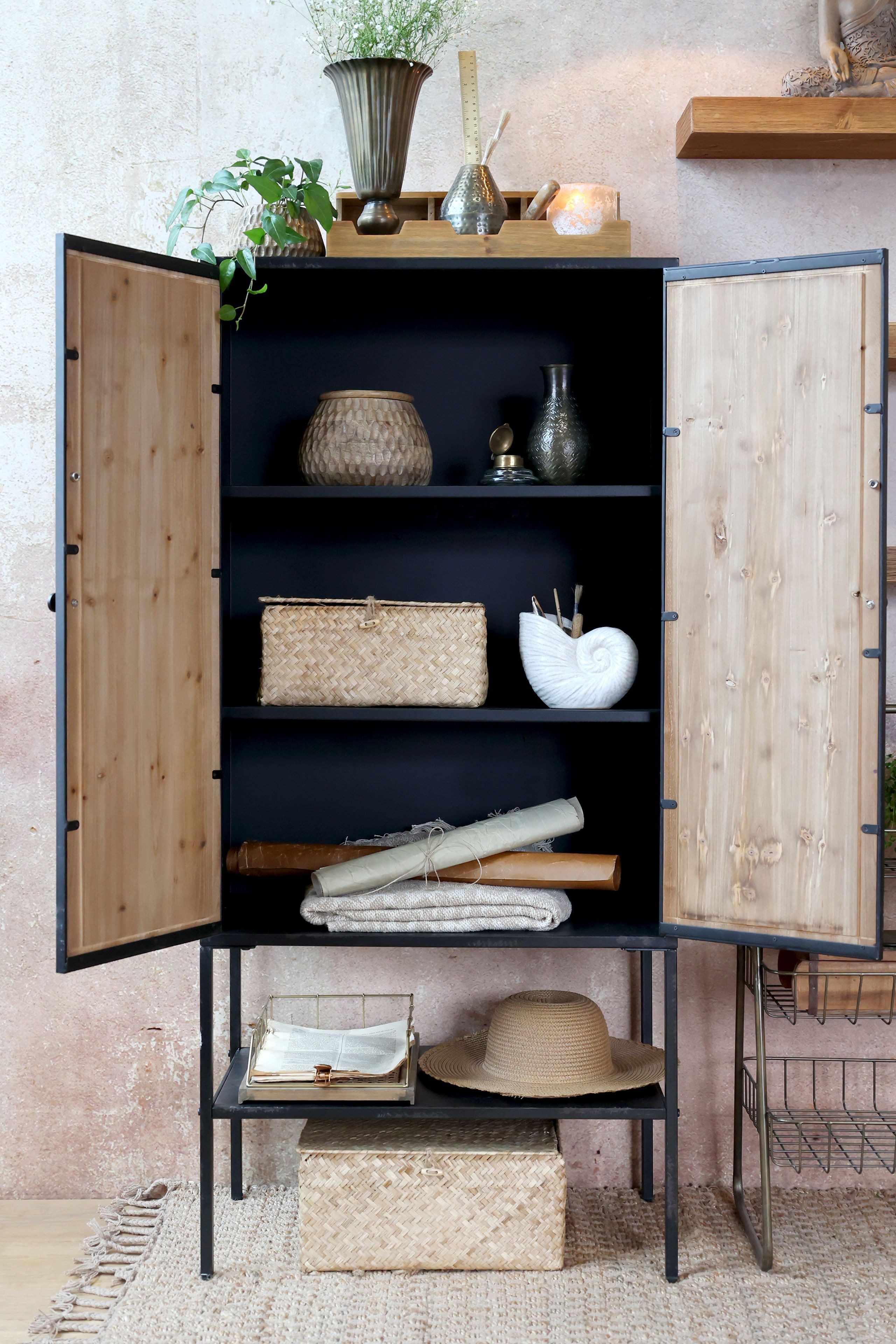 Chic Antique Schranksystem Vintage Schrank Hochkommode Beam Industrial Recyceltes Holz