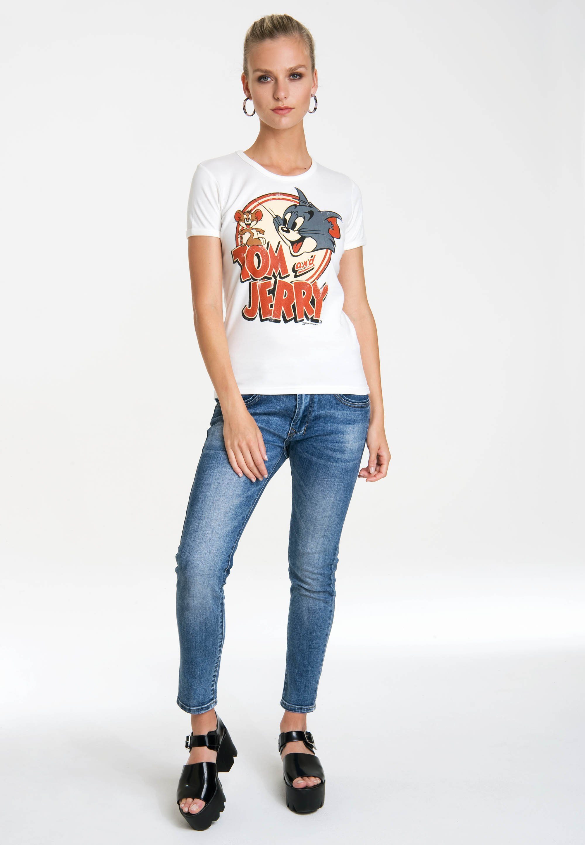 LOGOSHIRT T-Shirt Tom & Jerry-Logo mit lizenziertem Originaldesign