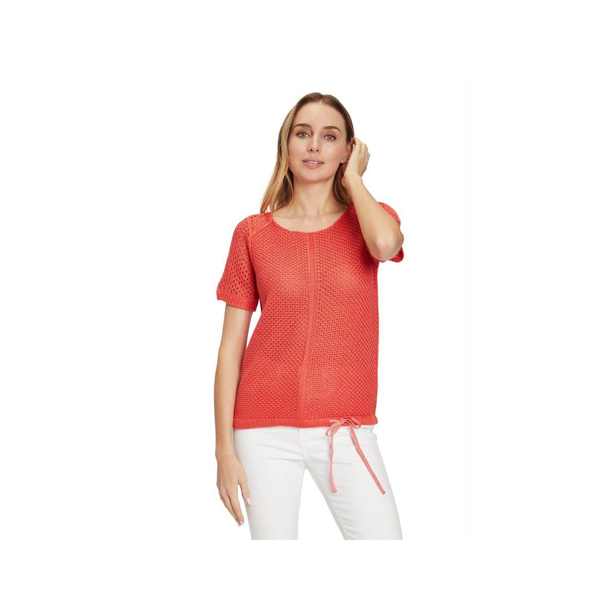 Longpullover Rollkragenpullover für Damen in koralle
