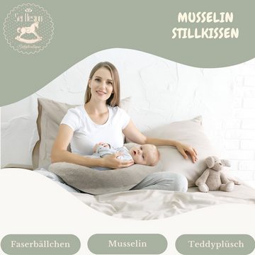 SEI Design Stillkissen Seitenschläferkissen Babynestchen Kuschelnest XXL, Schwangerschaftskissen mit Bezug, Bezug Musselin Baumwolle