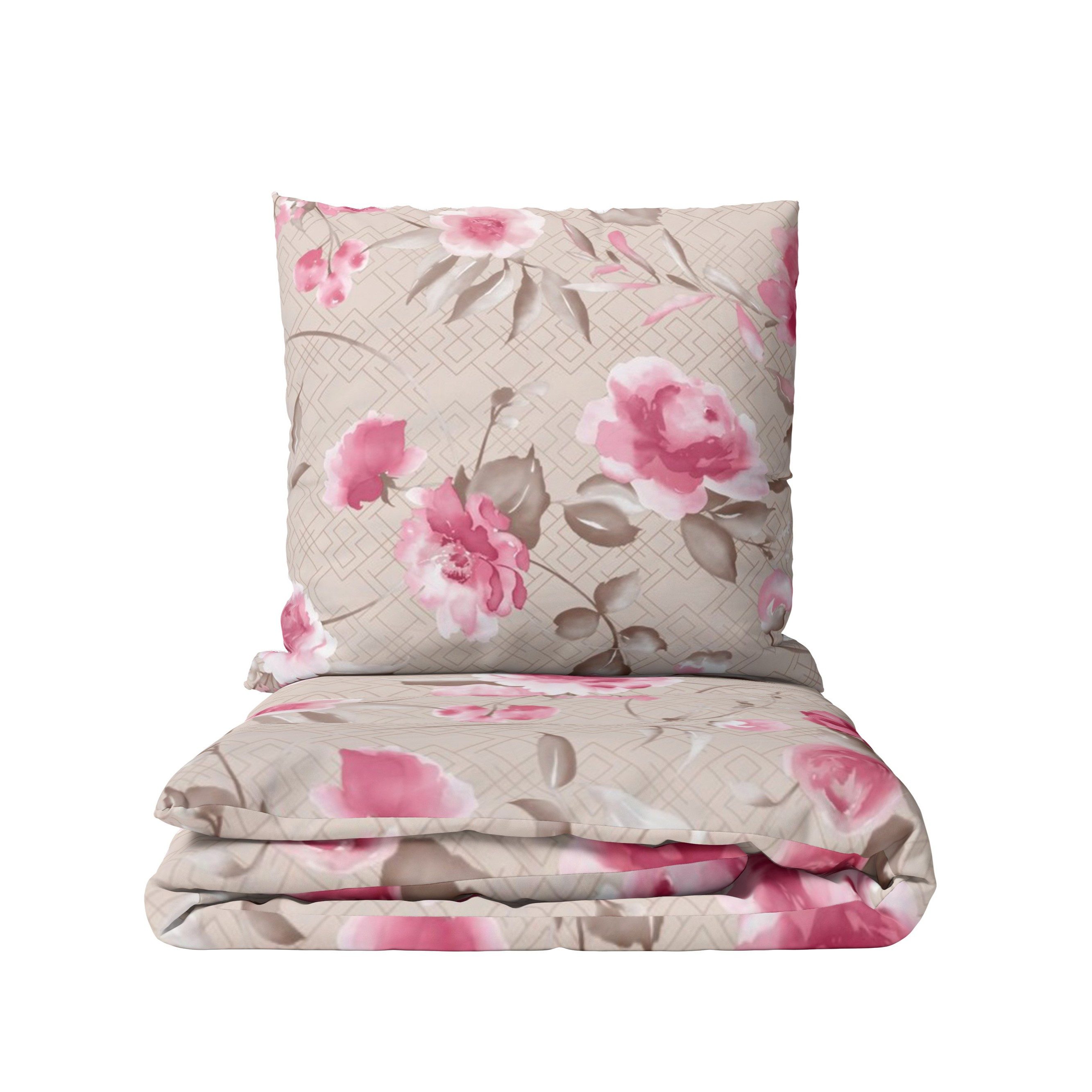 LINKHOFF Bettwäsche Blumen Bettwäsche 135x200 oder 155x220 Creme Beige, Fla günstig online kaufen