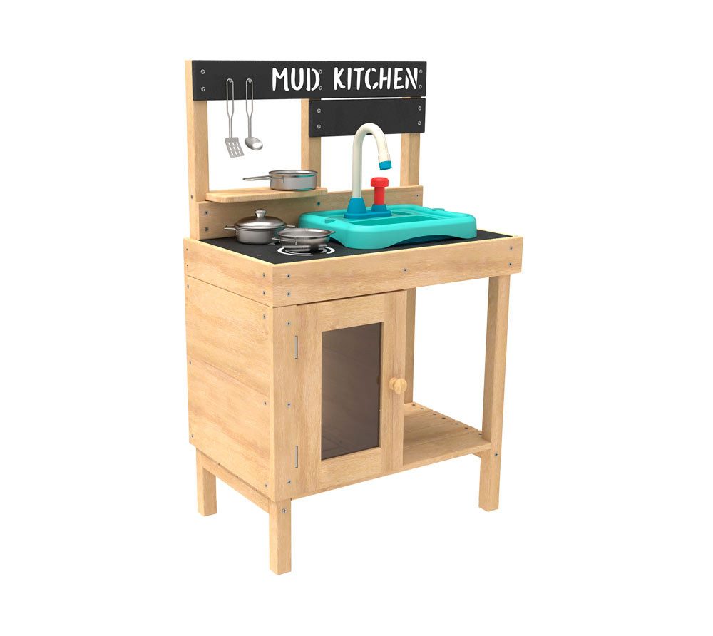 TP Toys Outdoor-Spielküche Matschküche Marienkäfer Holz, Inkl. Küchenutensilien aus Edelstahl, EN71 zertifiziert