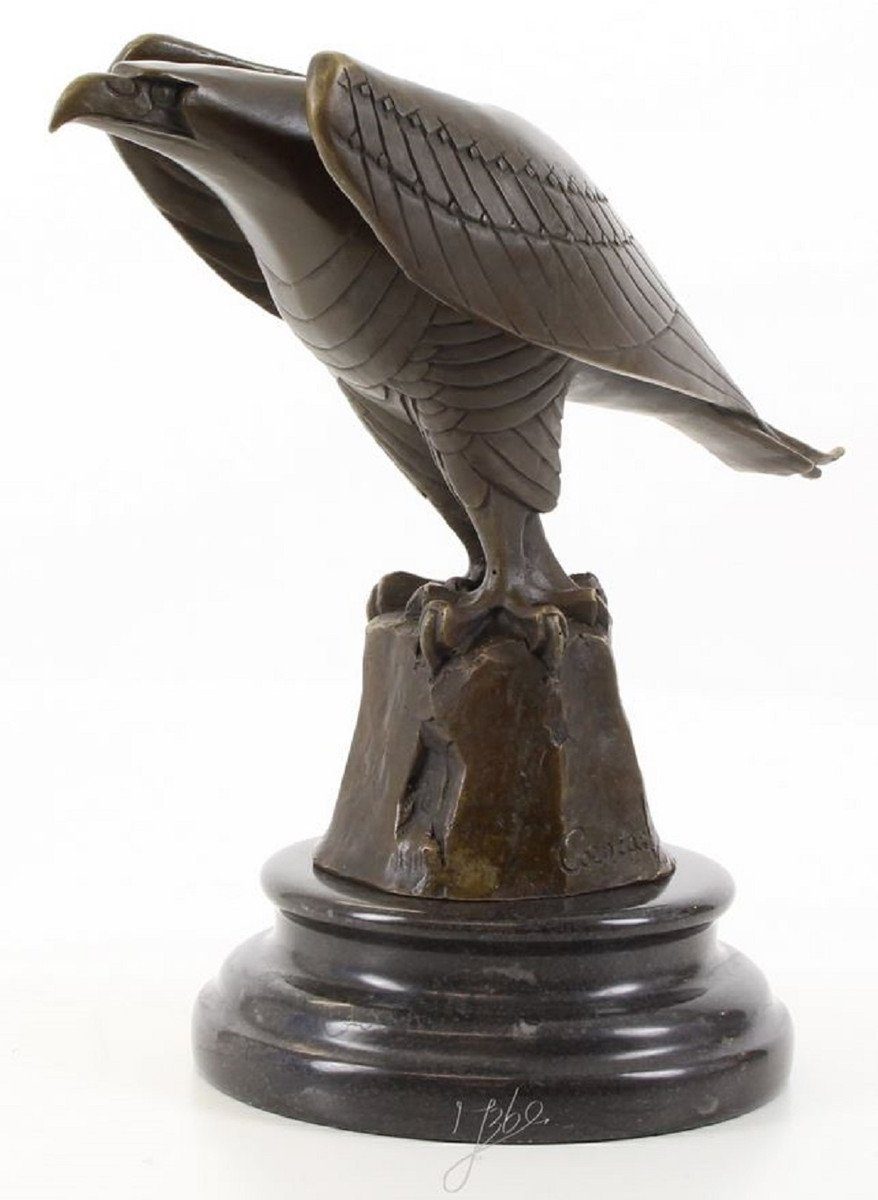 Casa Padrino Dekofigur Designer Adler Skulptur Bronze / Schwarz 21,1 x 12,1 x H. 20,6 cm - Luxus Bronzefigur Art Deco