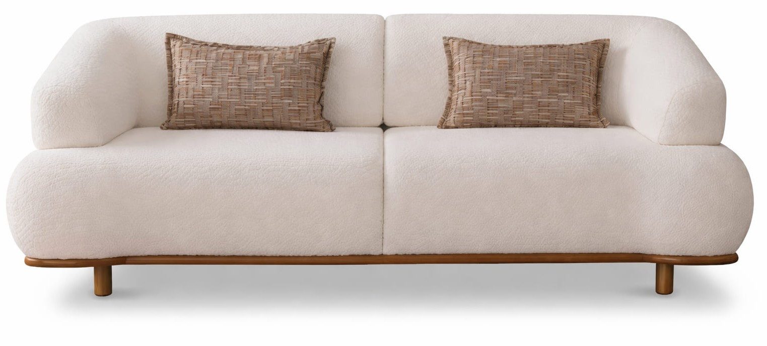 Xlmoebel Sofa Bouclé Sofa Set 2x 3-Sitzer in Cremeweiß und Beige, Sofa-Set 2 Teile, Made in Europa