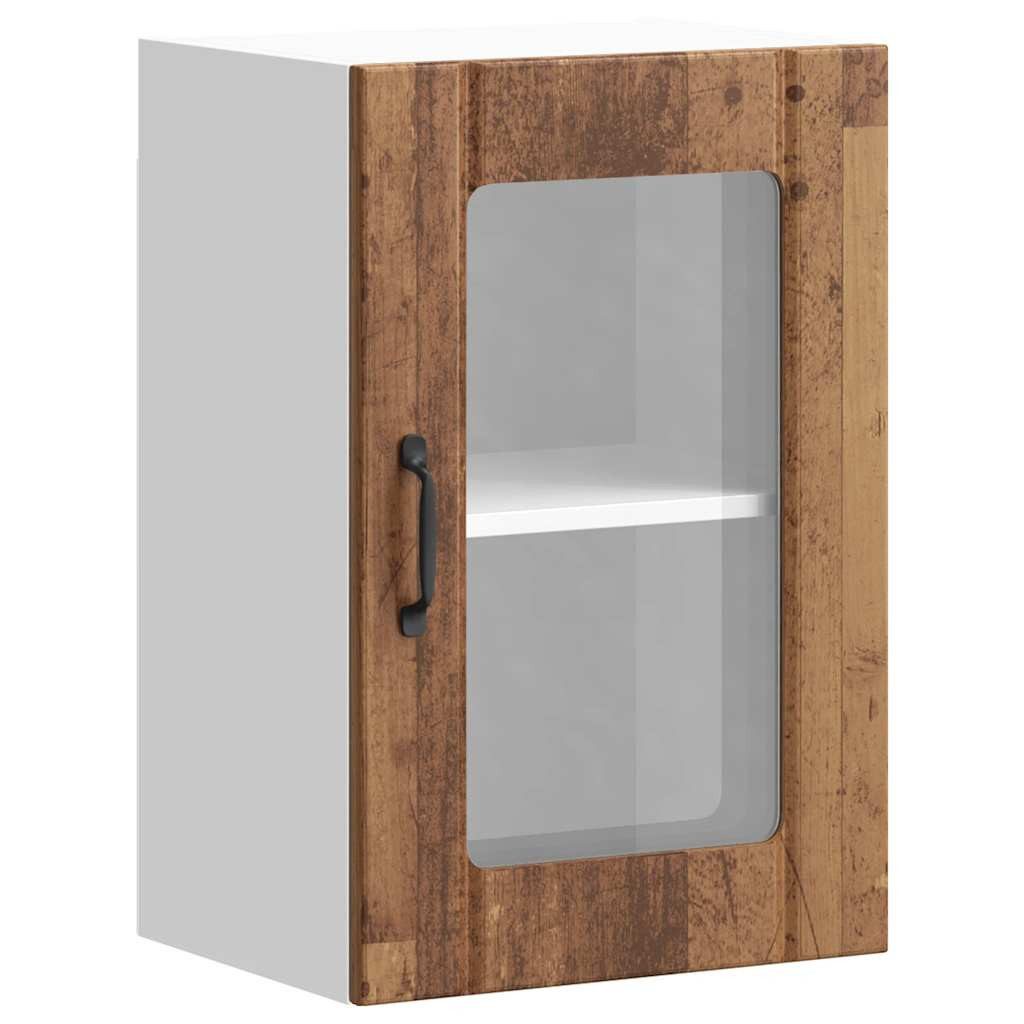 vidaXL Hängeschrank 40 x 31 x 60 cm Küchen-Hängeschrank mit Glastür Lucca Altholz-Optik