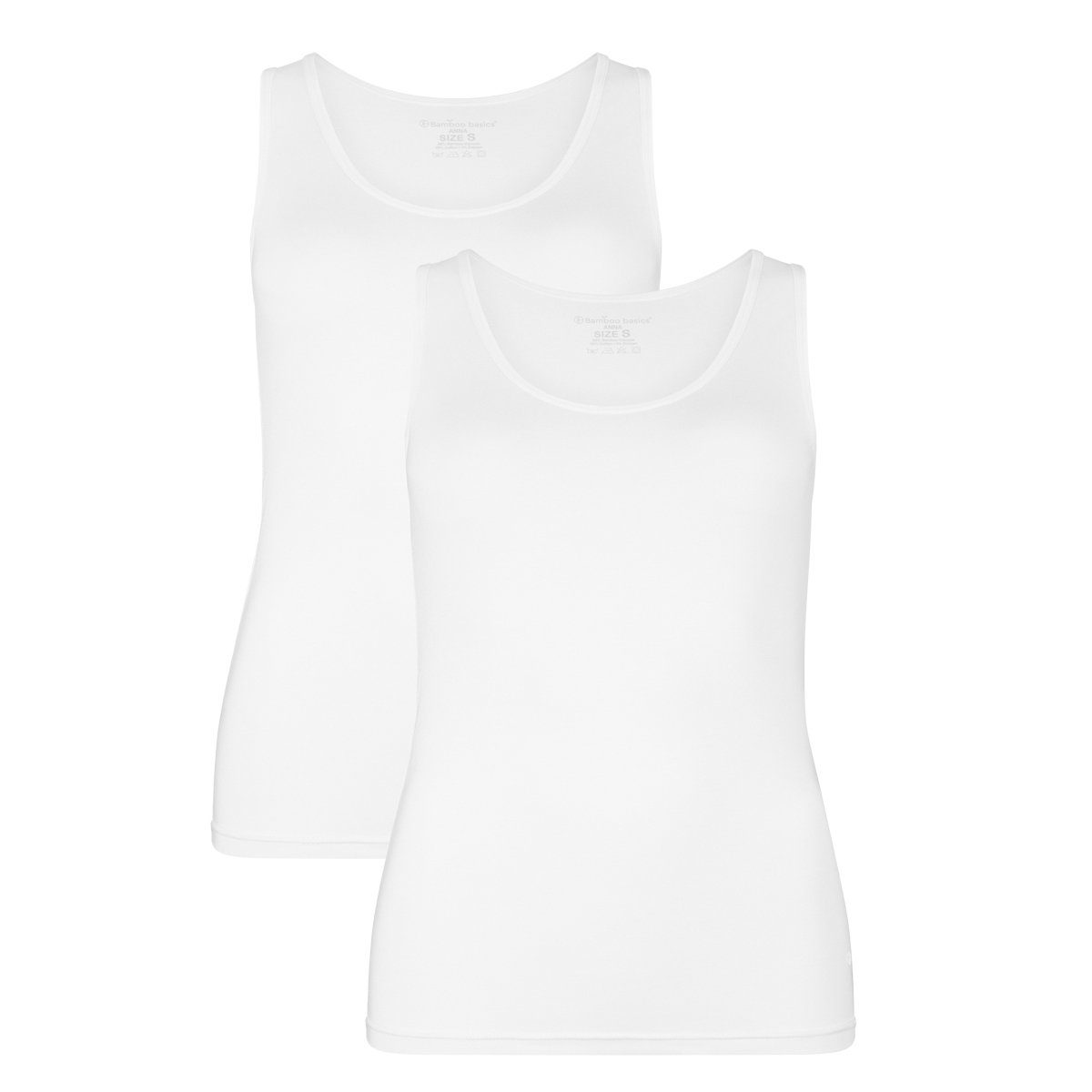 Bamboo basics Unterhemd Damen Tank Top ANNA, 2er Pack - Unterhemd Weiß