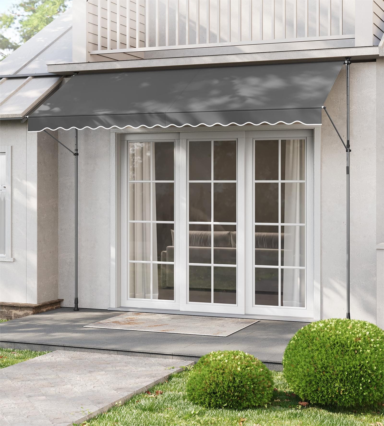SONGMICS Klemmmarkise Balkonmarkise höhenverstellbar UV-beständig wasserabweisend (ohne Bohren mit Handkurbel inkl. Zubehörpaket & Anleitung) Sonnenschutz, 350 x 120 x 220–300 cm (L x B x H)