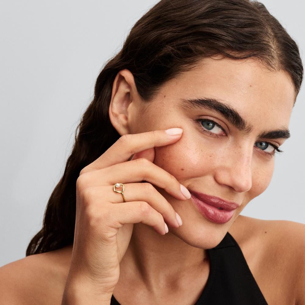 Pandora Fingerring PANDORA Essence Damenring mit Perle und Zirkonia, IP Gol günstig online kaufen