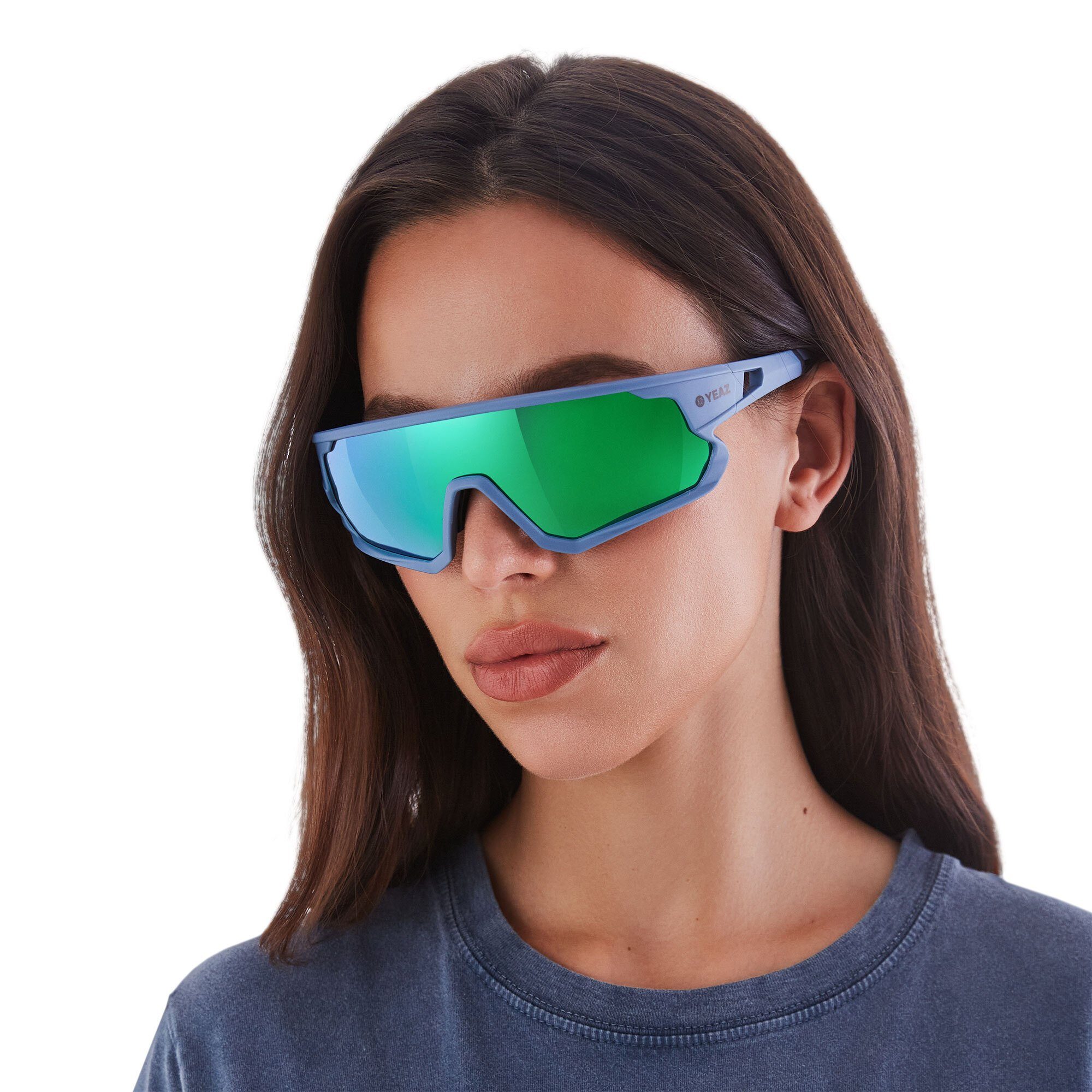 YEAZ Schutz Sicht bei Guter blue/green, sport-sonnenbrille Sportbrille cyan SUNRISE optimierter