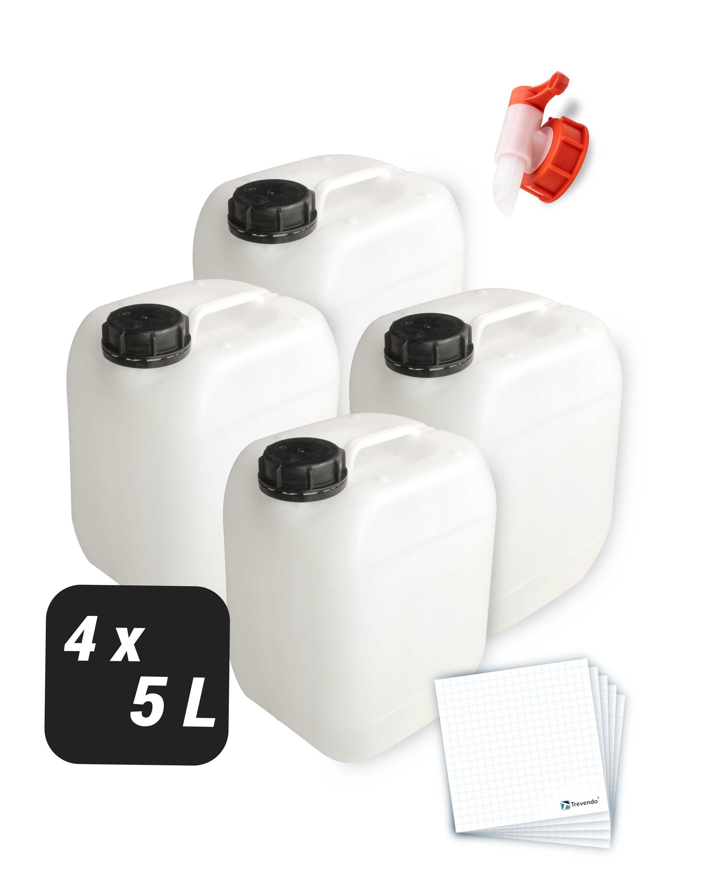 Trevendo Kanister 4er Set Kanister - lebensmittelecht - 5 Liter, Lebensmittelecht