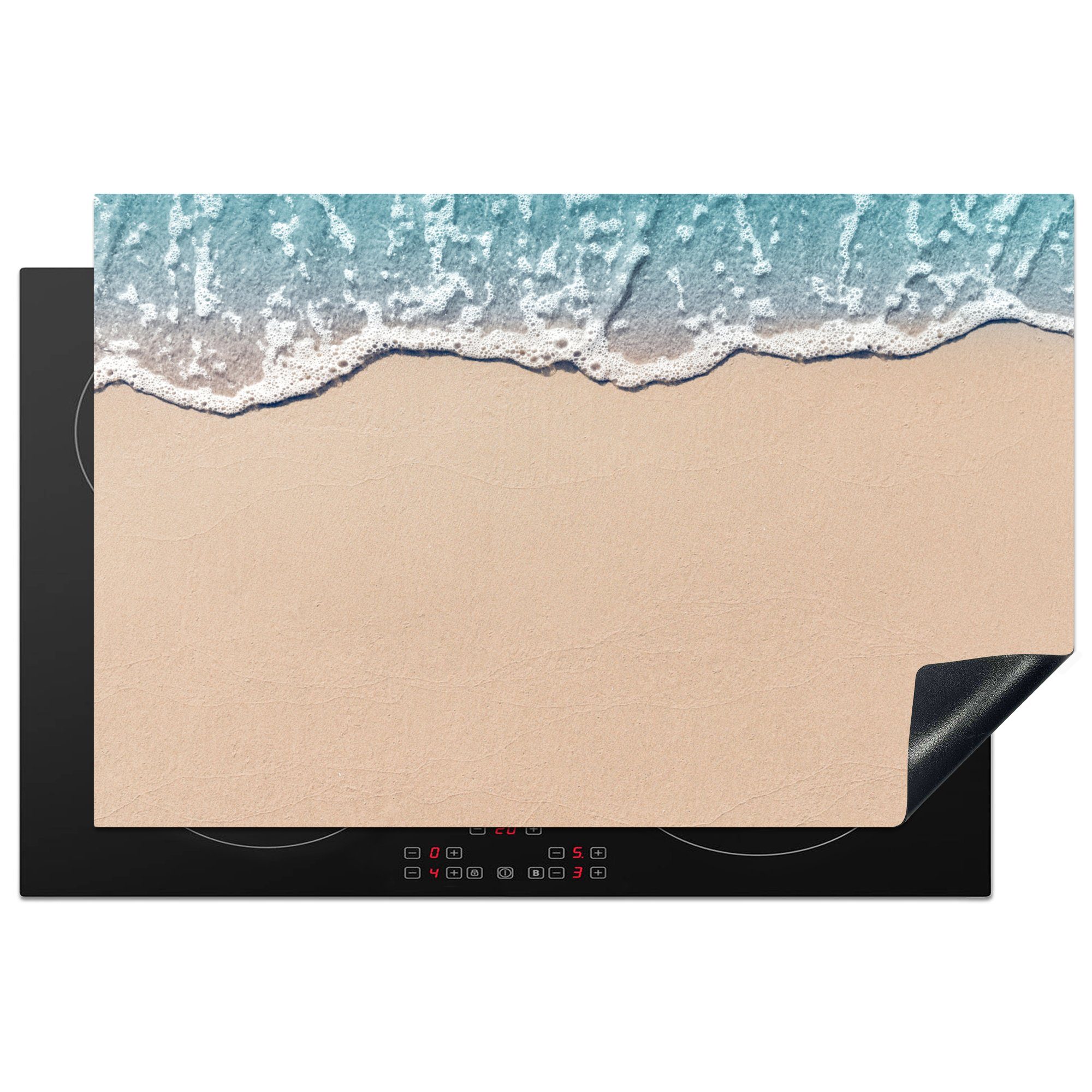 MuchoWow Herdblende-/Abdeckplatte Strand - Meer - Sand, Vinyl, (1 tlg), 81x52 cm, Induktionskochfeld Schutz für die küche, Ceranfeldabdeckung