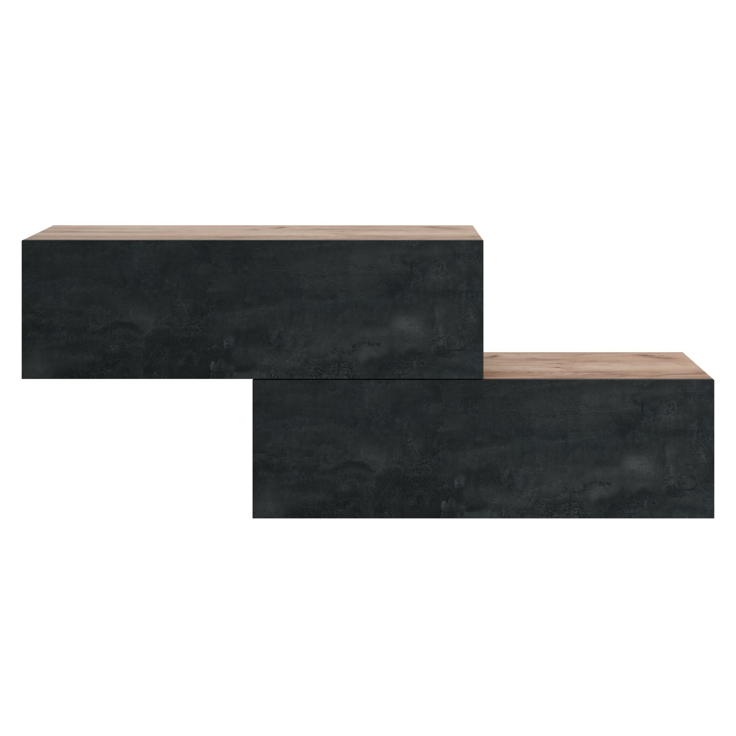 Planetmöbel Garderobenschrank Kompaktgarderobe Wandschrank 200 cm (schmaler Flurschrank mit Stauraum, 2-St., Flurgarderobe mit Soft-Open Funktion) Flurkommode vielseitig kombinierbar, 2x 100 cm