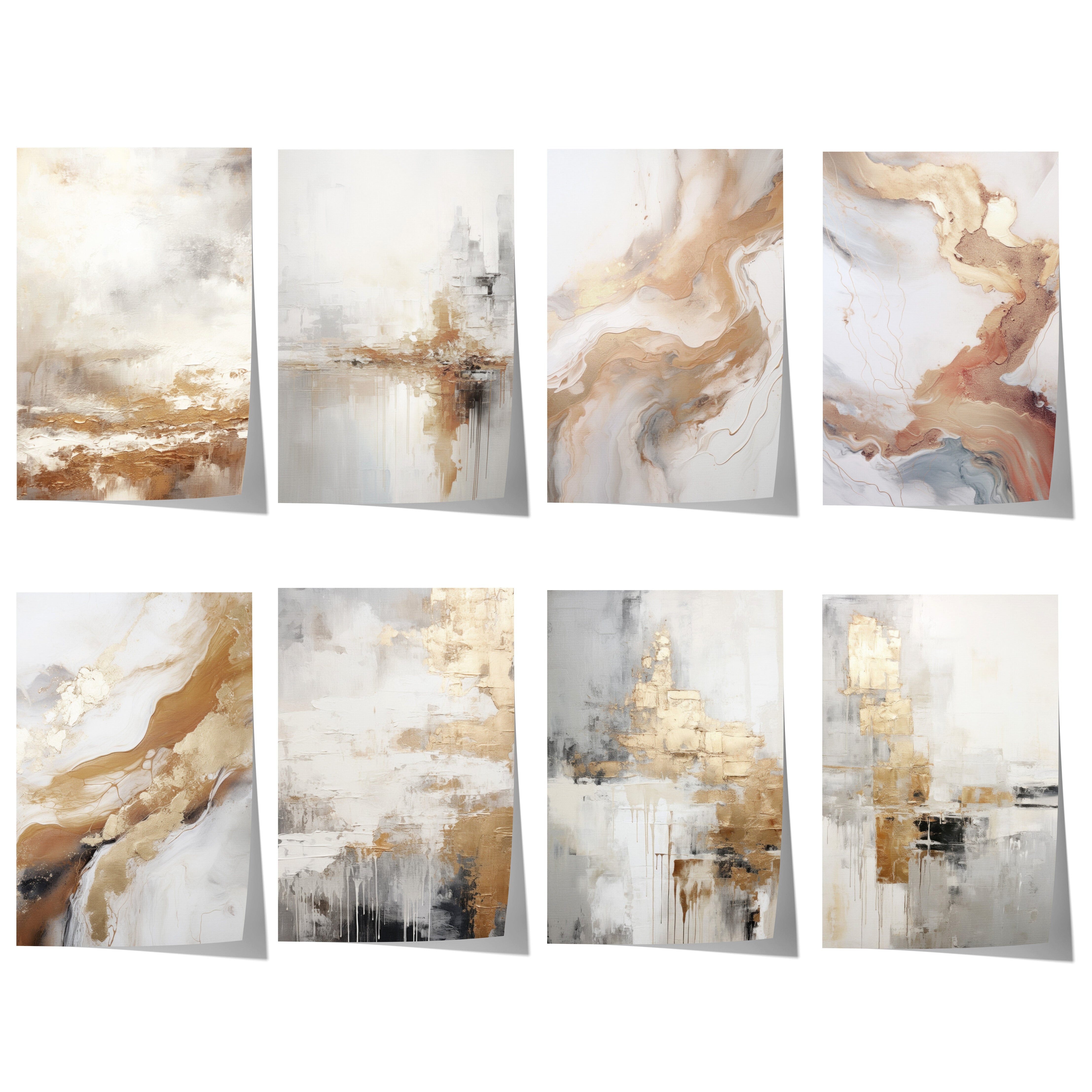JUSTGOODMOOD Poster Abstrakte Kunst Geschenkidee Beige Gold Marmor Effekt Minimalistische, E (1 St)
