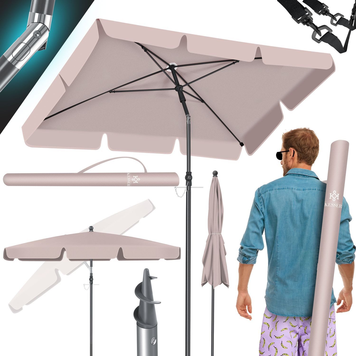 KESSER Sonnenschirm, Sonnenschirm Rechteckig Inkl. 2in1 günstig online kaufen