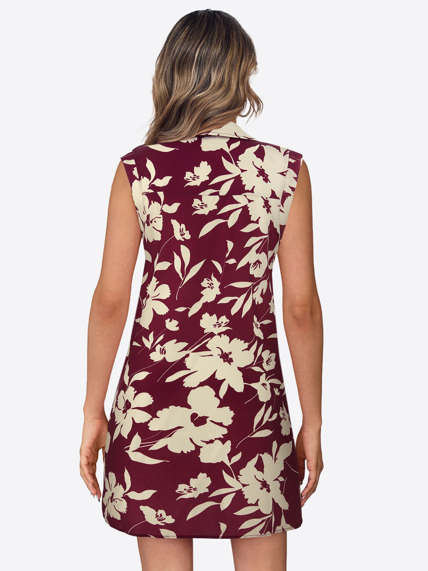 Imily Bela Druckkleid Damen ärmellos Blumenmuster mit V-Ausschnitt und Seitentaschen (Packung, 1-tlg., 1per-Pack) Print – Bild 2 von 5