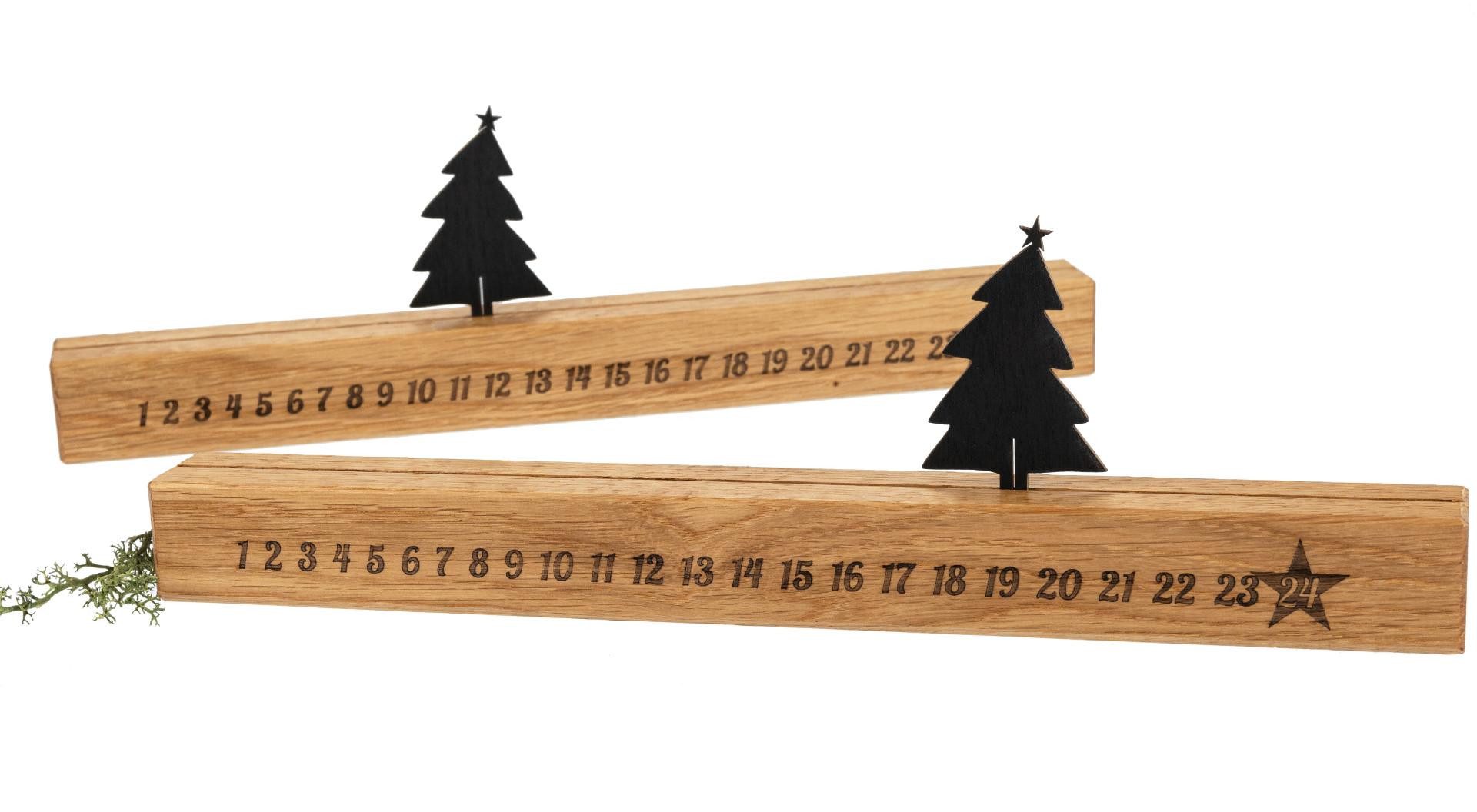 Holz Frank Adventskalender Holz Adventskalender aus geölter Eiche - Verschiebbarer Tannenbaum