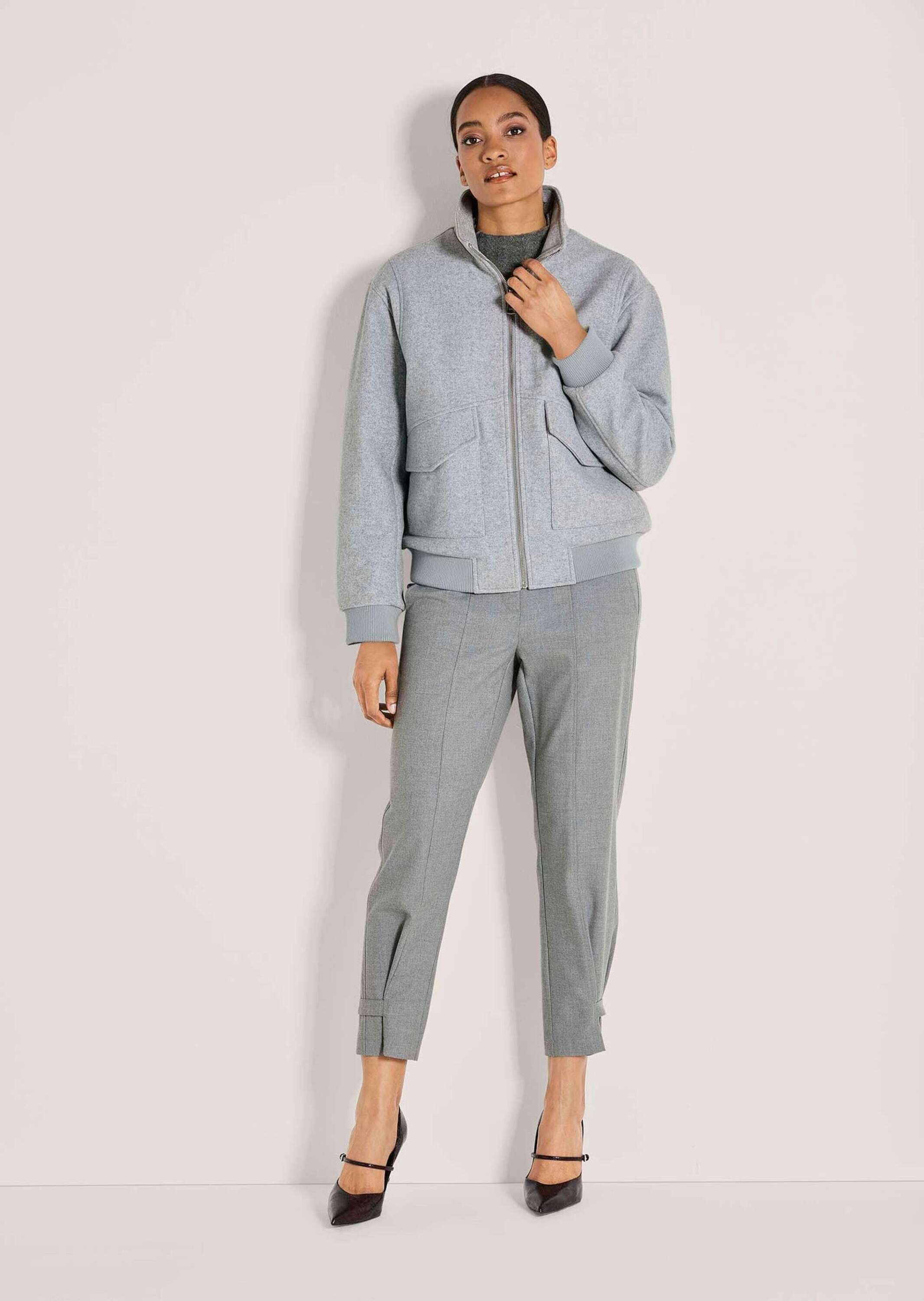 MADELEINE Outdoorjacke Eleganter Damenblouson mit Melange-Optik Kurzjacke mit Stehkragen und Reißverschluss