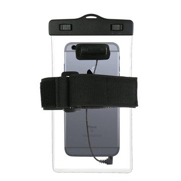 K-S-Trade Handyhülle für Samsung Galaxy A52, Wasserdichte Hülle + Kopfhörer transparent Jogging Armband