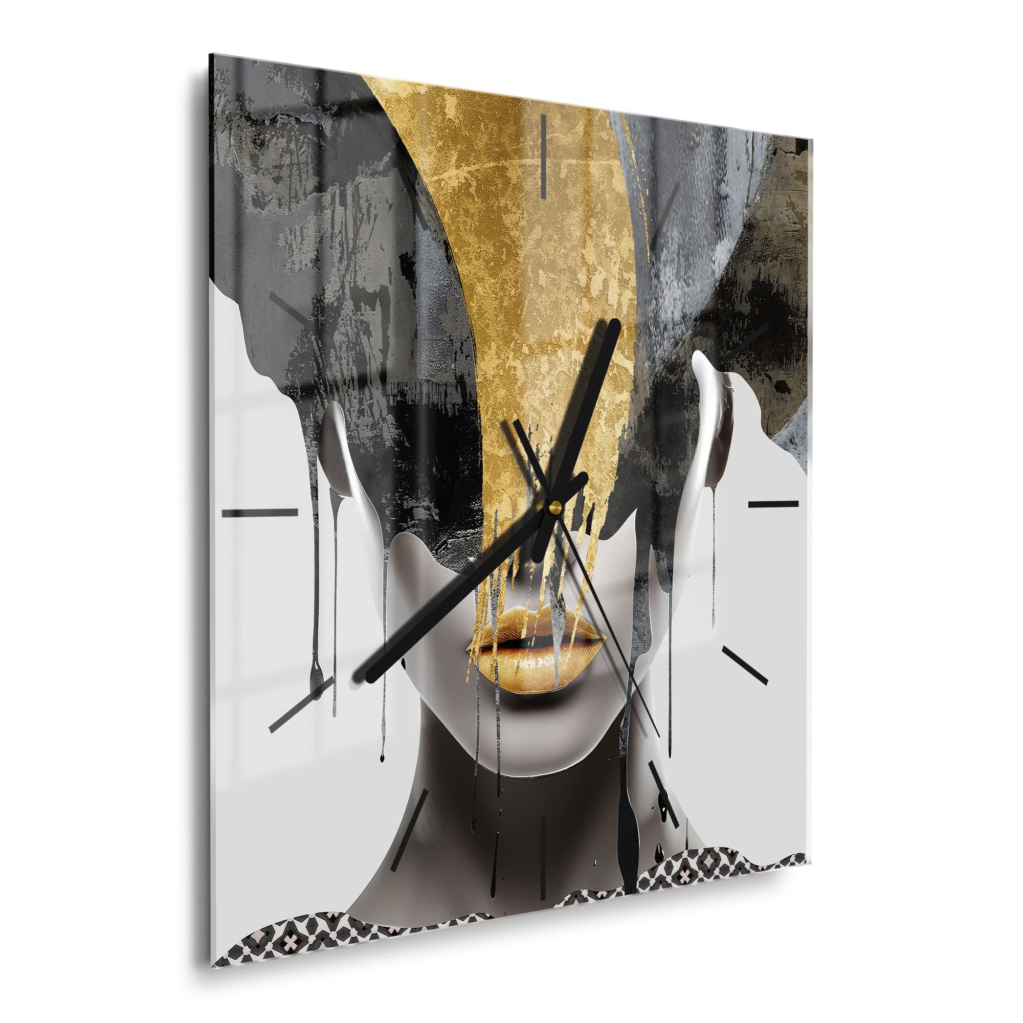 DEQORI Wanduhr 'Goldener Schimmer' (Glas Glasuhr günstig online kaufen