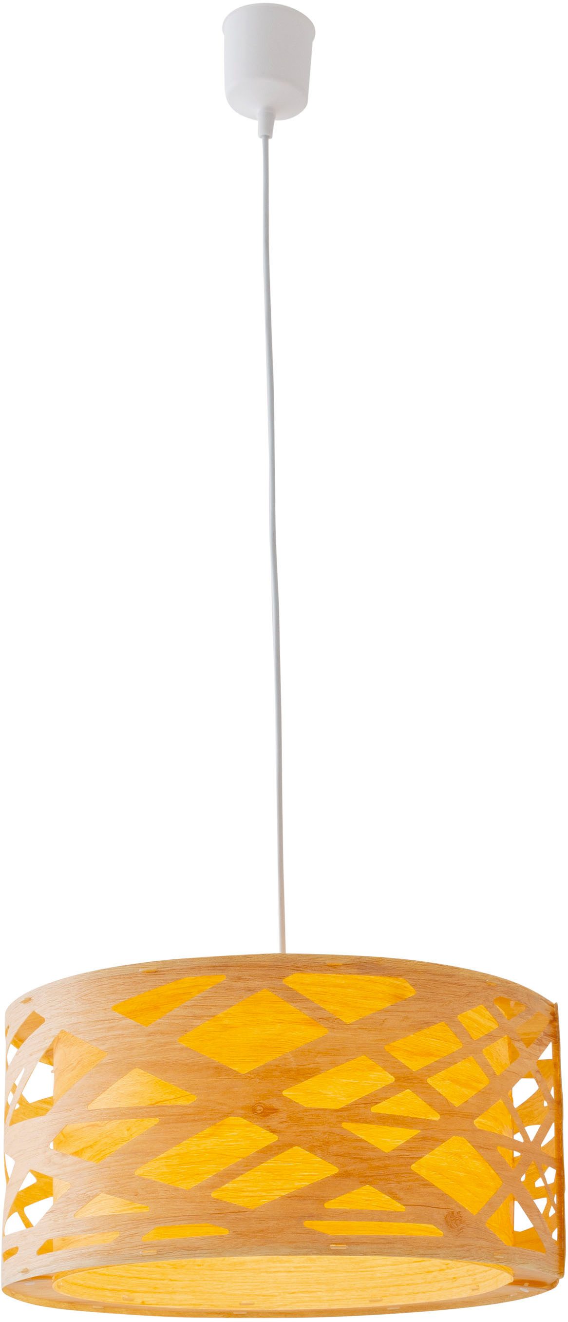 näve Pendelleuchte Finja, ohne Leuchtmittel, rund D: 40 cm, Holzimitat, mehrschichtig durchbrochen, 1x E27 exkl.
