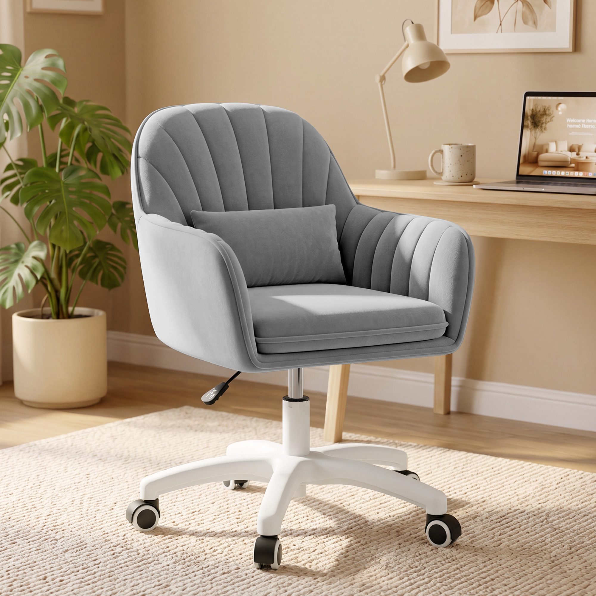 HawthyHome Bürostuhl Ergonomischer Homeoffice-Stuhl, 360° Drehbar & Höhenverstellbar (1 St), Samtbezug mit Kopfkissen, ideal für Arbeitszimmer & Schlafzimmer