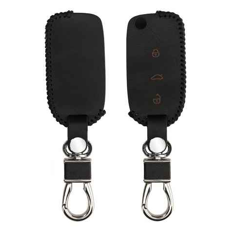 kwmobile Schlüsseltasche Hülle für VW Skoda Seat 3-Tasten Autoschlüssel Tasche (1-tlg), Autoschlüssel Schlüsselhülle - Schlüssel Cover aus Leder