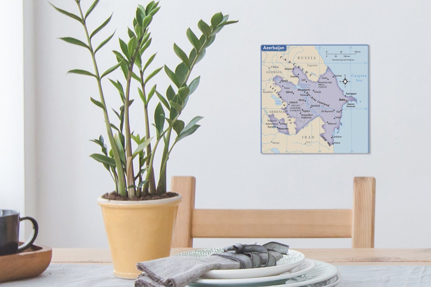Leinwandbild Wohnzimmer (1 Bilder Karte Aserbaidschan, von für Schlafzimmer Eine St), Illustration Leinwand einer OneMillionCanvasses®